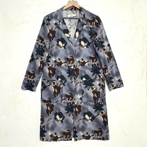 aND i Abstract Cotton Long Jacket – Art Print Lightweight Coat S/M